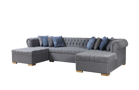Lauren Gray Velvet Double Chaise Sectional from Nova Furniture - Luna Furniture