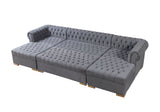 Lauren Gray Velvet Double Chaise Sectional from Nova Furniture - Luna Furniture