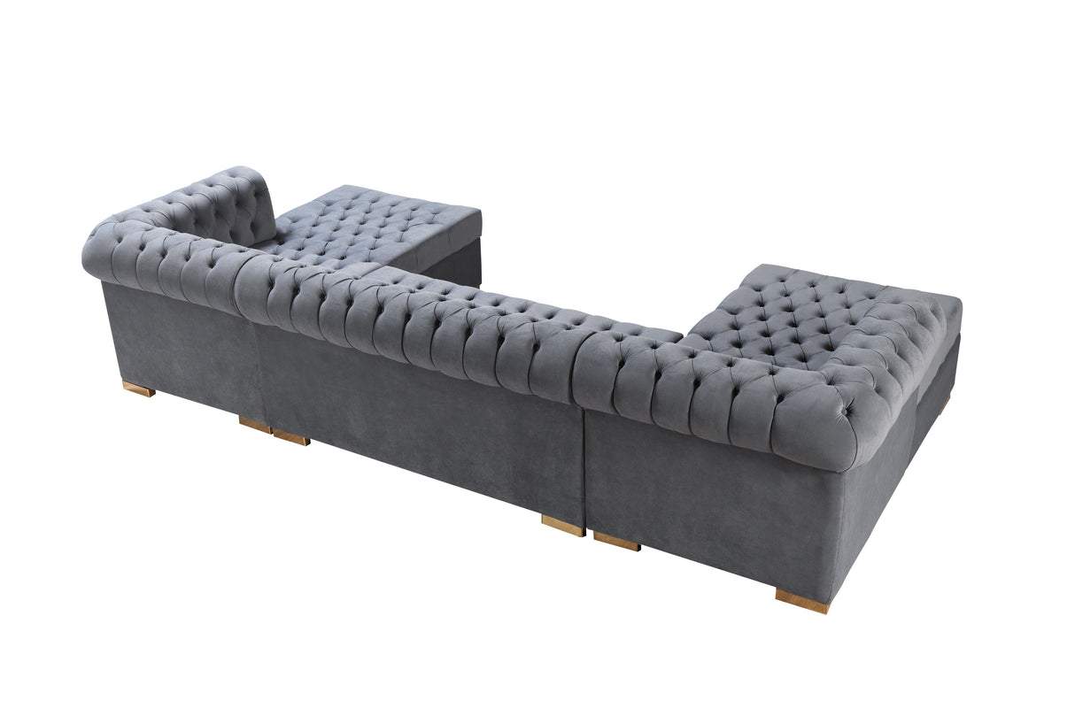 Lauren Gray Velvet Double Chaise Sectional from Nova Furniture - Luna Furniture