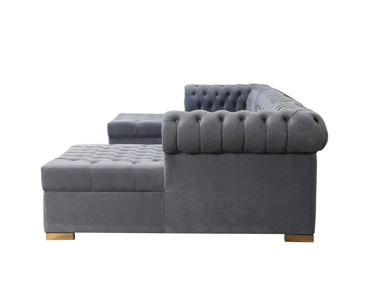 Lauren Gray Velvet Double Chaise Sectional from Nova Furniture - Luna Furniture