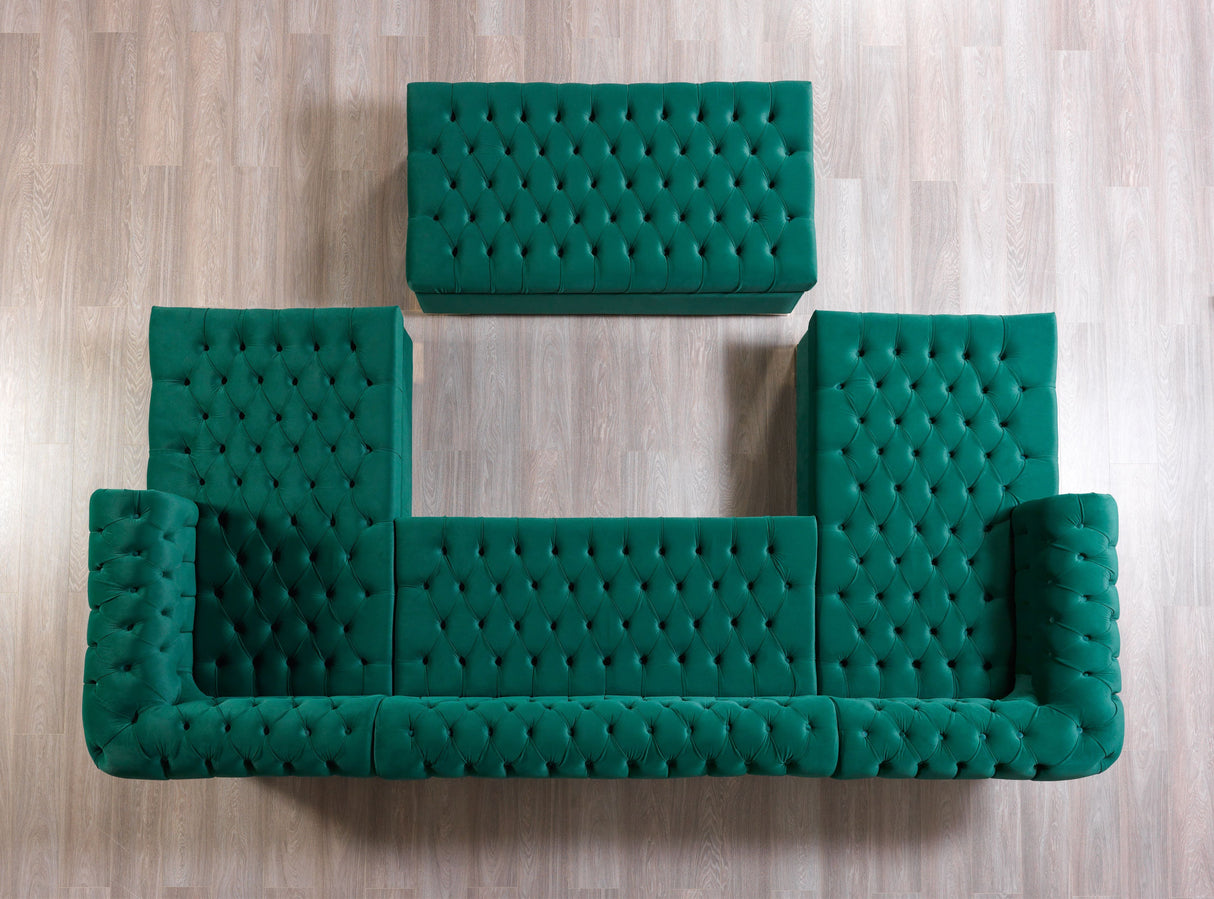 Lauren Green Velvet Double Chaise Sectional from Nova Furniture - Luna Furniture