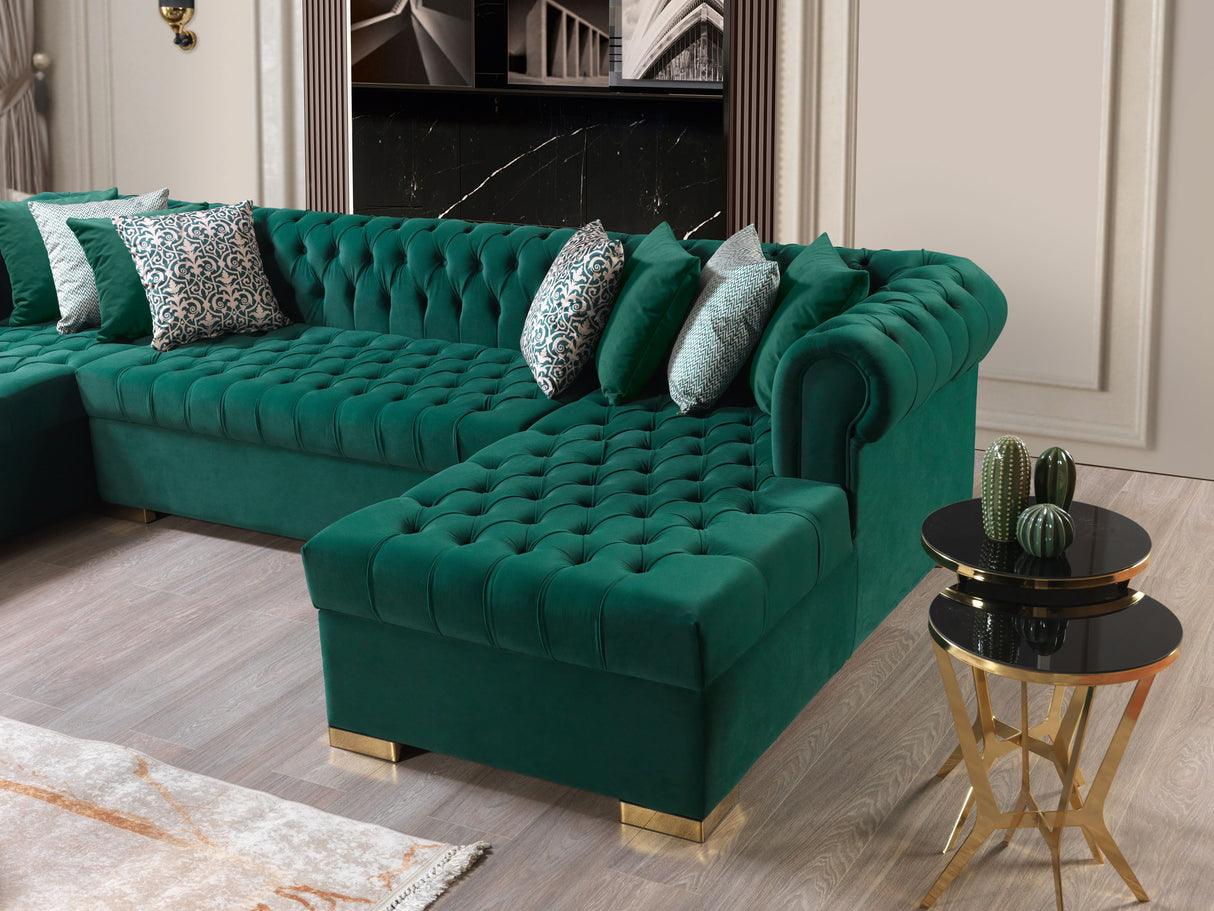 Lauren Green Velvet Double Chaise Sectional from Nova Furniture - Luna Furniture