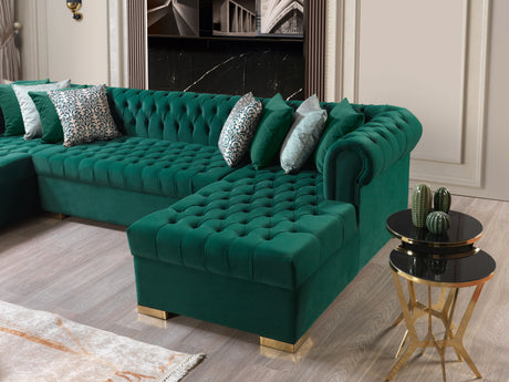 Lauren Green Velvet Double Chaise Sectional from Nova Furniture - Luna Furniture