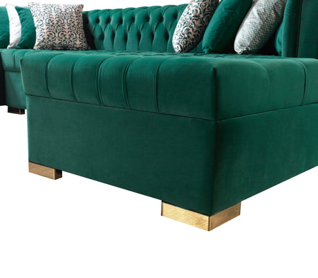Lauren Green Velvet Double Chaise Sectional from Nova Furniture - Luna Furniture