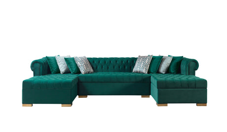 Lauren Green Velvet Double Chaise Sectional from Nova Furniture - Luna Furniture
