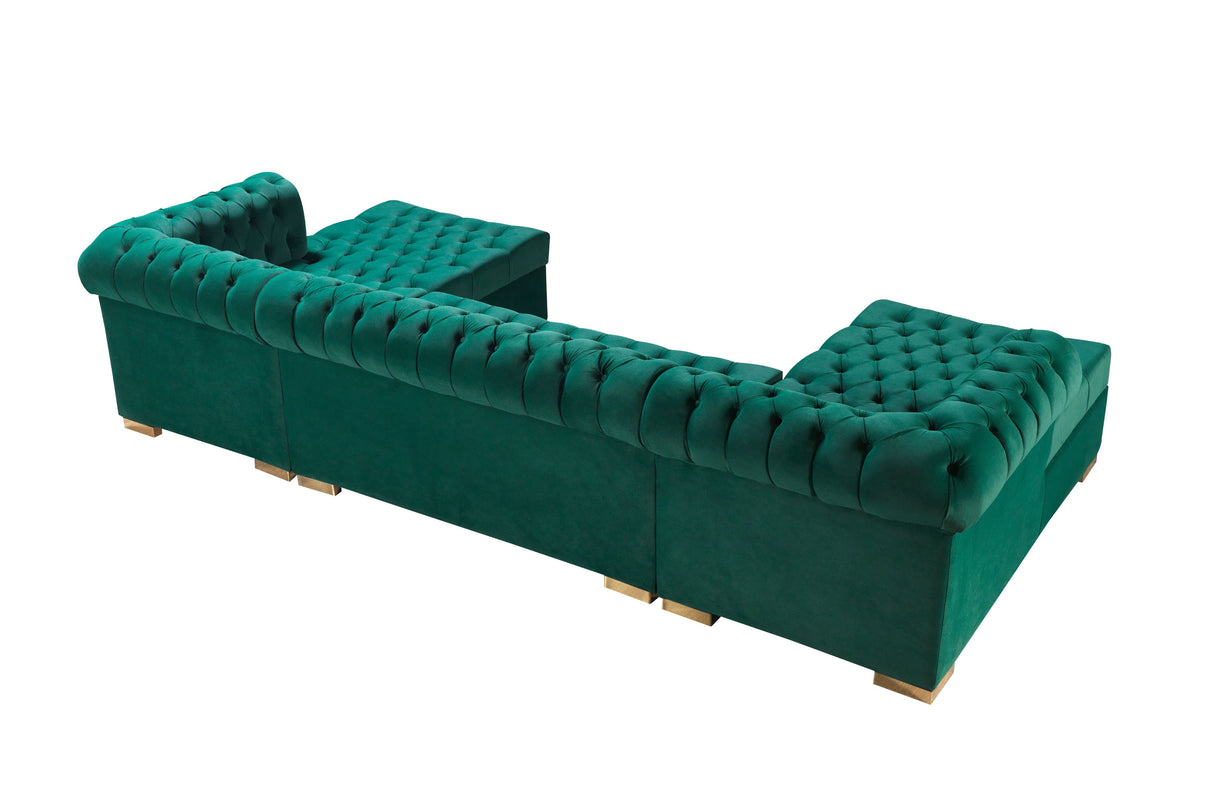 Lauren Green Velvet Double Chaise Sectional from Nova Furniture - Luna Furniture