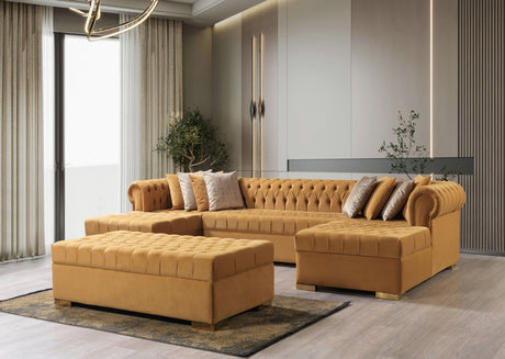 Lauren Mustard Velvet Double Chaise Sectional from Nova Furniture - Luna Furniture