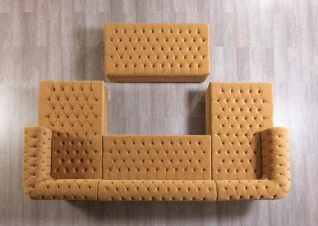 Lauren Mustard Velvet Double Chaise Sectional from Nova Furniture - Luna Furniture