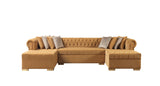 Lauren Mustard Velvet Double Chaise Sectional from Nova Furniture - Luna Furniture