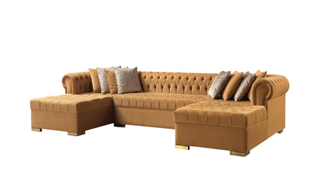 Lauren Mustard Velvet Double Chaise Sectional from Nova Furniture - Luna Furniture
