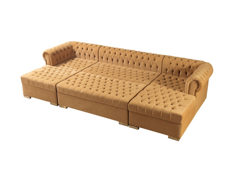 Lauren Mustard Velvet Double Chaise Sectional from Nova Furniture - Luna Furniture