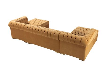 Lauren Mustard Velvet Double Chaise Sectional from Nova Furniture - Luna Furniture