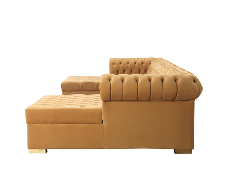 Lauren Mustard Velvet Double Chaise Sectional from Nova Furniture - Luna Furniture