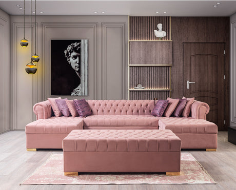 Lauren Pink Velvet Double Chaise Sectional from Nova Furniture - Luna Furniture