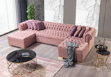 Lauren Pink Velvet Double Chaise Sectional from Nova Furniture - Luna Furniture