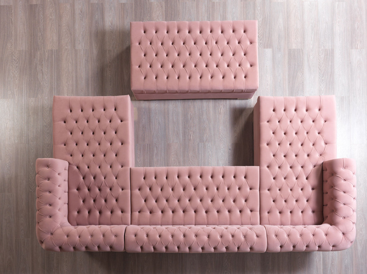 Lauren Pink Velvet Double Chaise Sectional from Nova Furniture - Luna Furniture