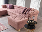 Lauren Pink Velvet Double Chaise Sectional from Nova Furniture - Luna Furniture