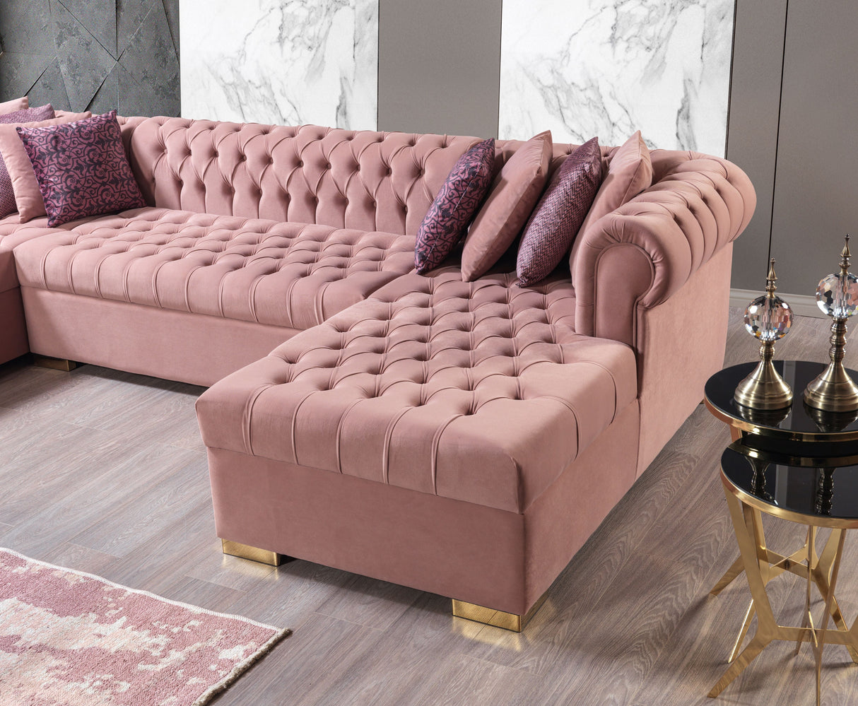Lauren Pink Velvet Double Chaise Sectional from Nova Furniture - Luna Furniture