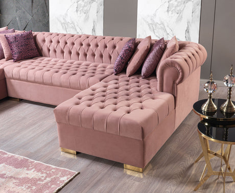 Lauren Pink Velvet Double Chaise Sectional from Nova Furniture - Luna Furniture