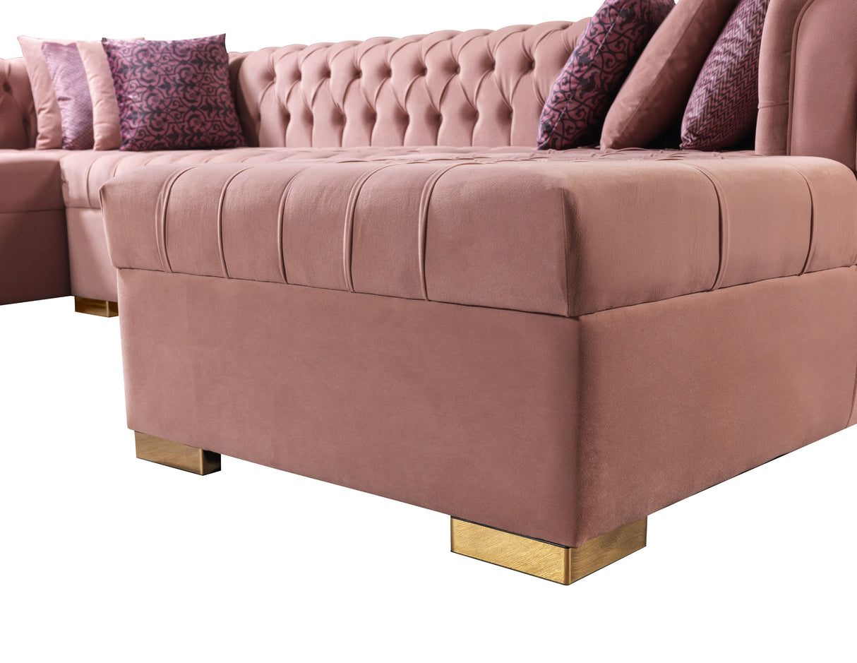 Lauren Pink Velvet Double Chaise Sectional from Nova Furniture - Luna Furniture
