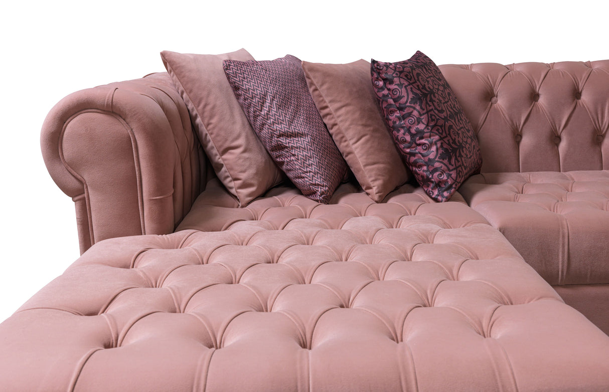 Lauren Pink Velvet Double Chaise Sectional from Nova Furniture - Luna Furniture