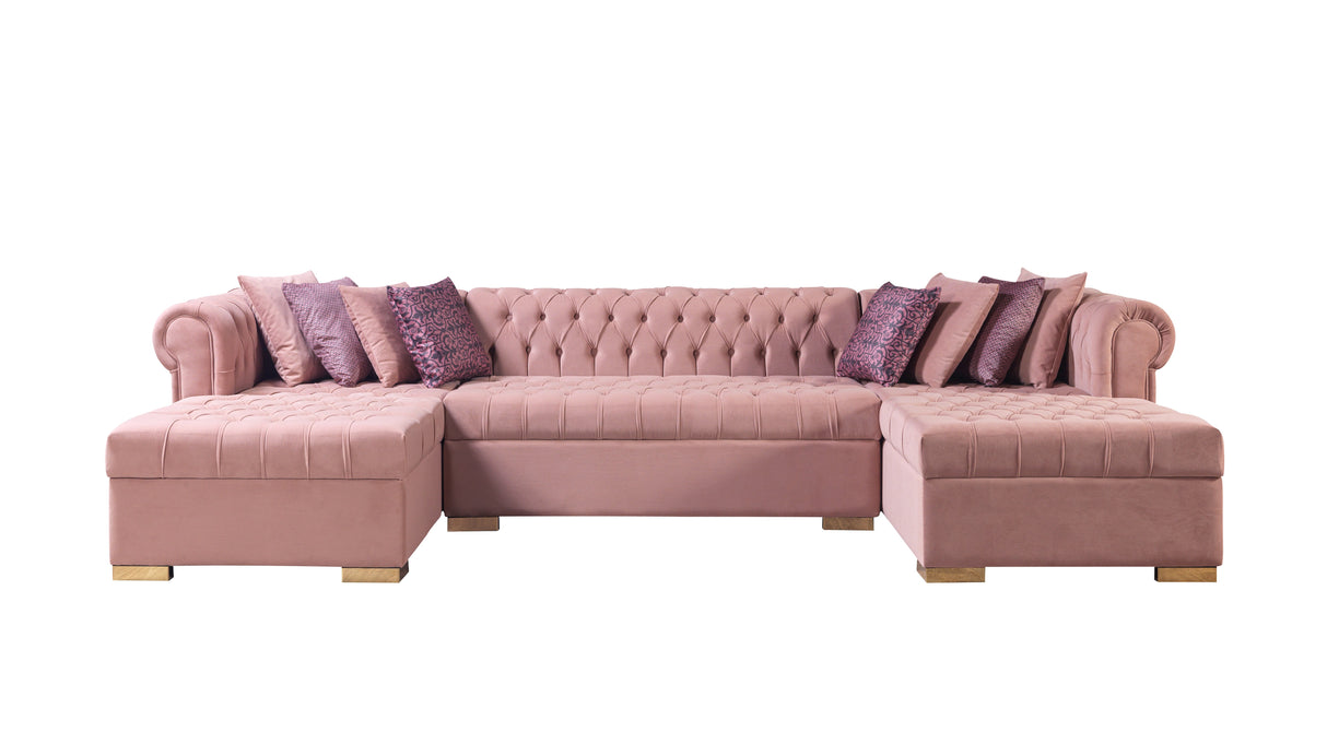 Lauren Pink Velvet Double Chaise Sectional from Nova Furniture - Luna Furniture