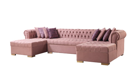 Lauren Pink Velvet Double Chaise Sectional from Nova Furniture - Luna Furniture