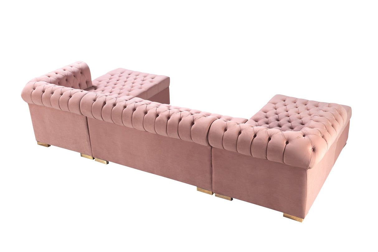 Lauren Pink Velvet Double Chaise Sectional from Nova Furniture - Luna Furniture