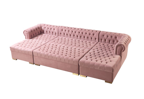 Lauren Pink Velvet Double Chaise Sectional from Nova Furniture - Luna Furniture