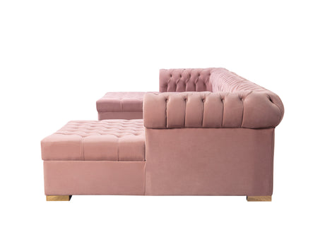 Lauren Pink Velvet Double Chaise Sectional from Nova Furniture - Luna Furniture