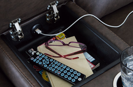 Lavenhorne Granite Reclining Loveseat with Console from Ashley - Luna Furniture