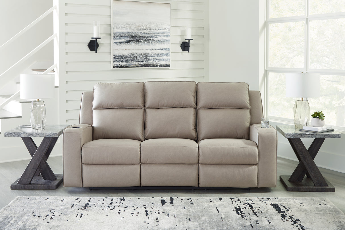 Lavenhorne Pebble Reclining Sofa with Drop Down Table from Ashley - Luna Furniture