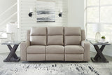 Lavenhorne Pebble Reclining Sofa with Drop Down Table from Ashley - Luna Furniture