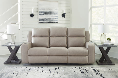 Lavenhorne Pebble Reclining Sofa with Drop Down Table from Ashley - Luna Furniture