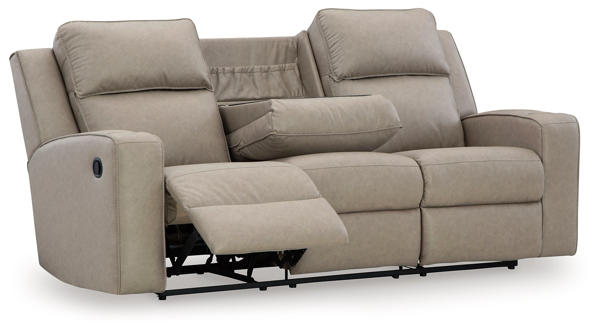 Lavenhorne Pebble Reclining Sofa with Drop Down Table - Luna Furniture