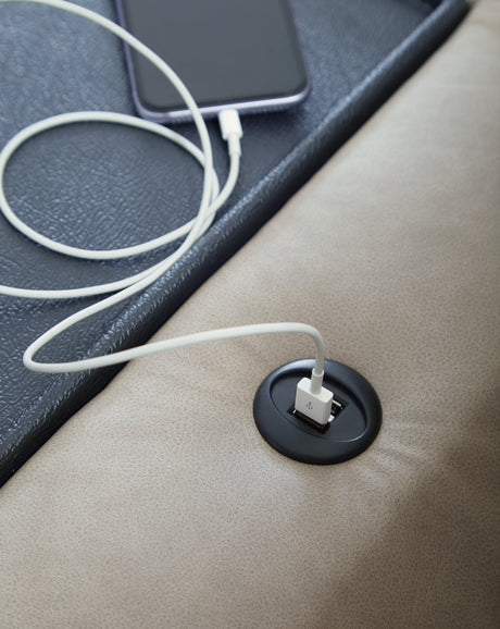 Lavenhorne Pebble Reclining Sofa with Drop Down Table from Ashley - Luna Furniture