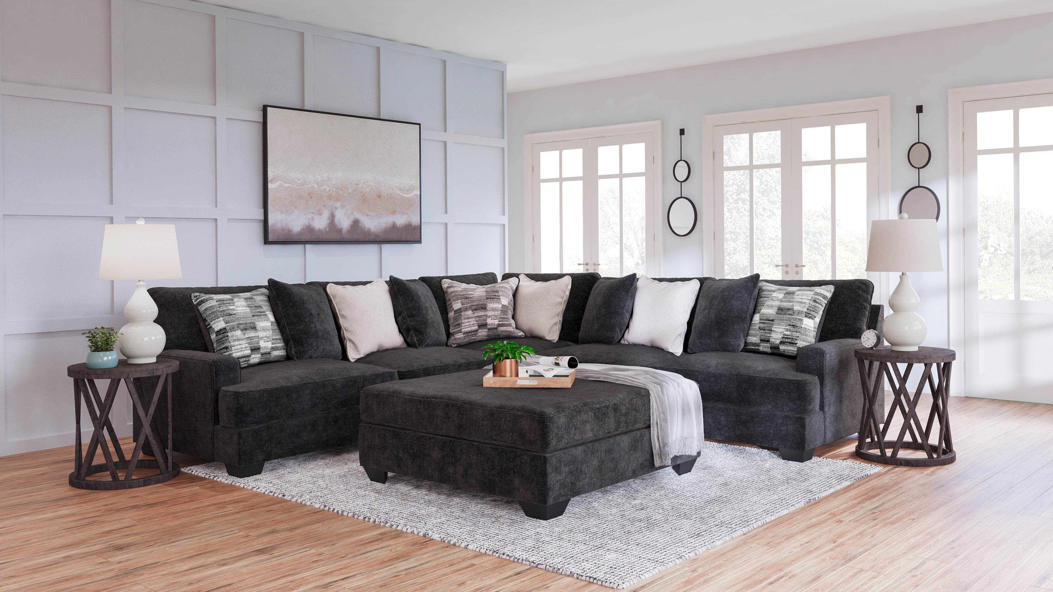 AP STUDIO NILI LOTAN FTCTEE ブラック Lavernett Charcoal 3-Piece Sectional – Luna Furniture