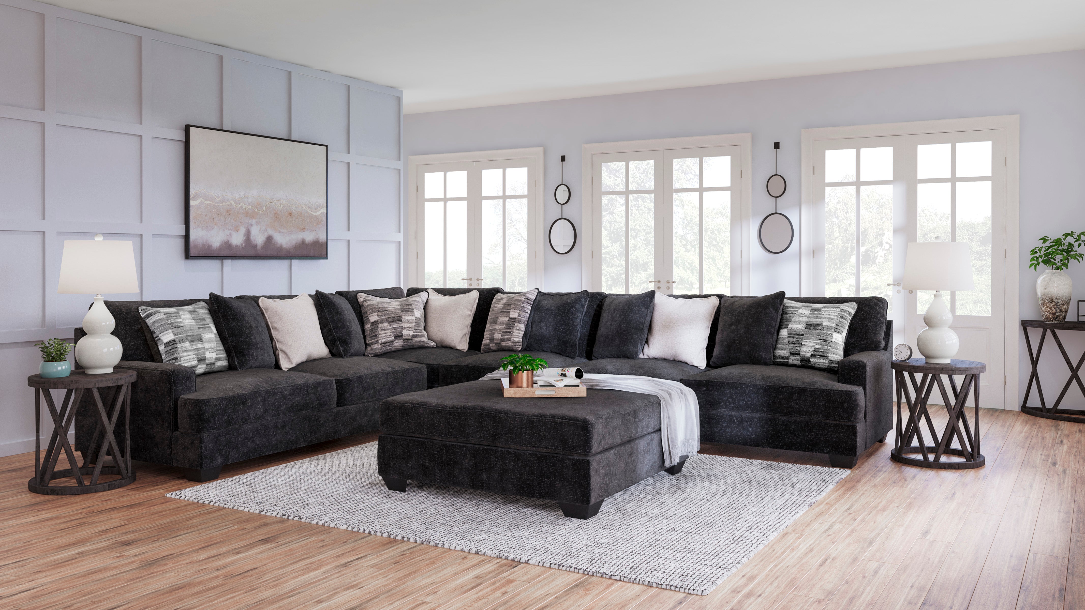 Lavernett Charcoal 4-Piece Sectional – Luna Furniture