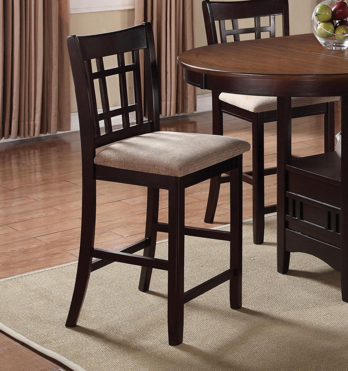 Lavon Tan and Espresso Lattice Back Counter Stools, Set of 2 from Coaster - Luna Furniture