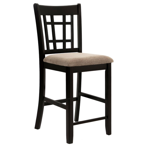 Lavon Tan and Espresso Lattice Back Counter Stools, Set of 2