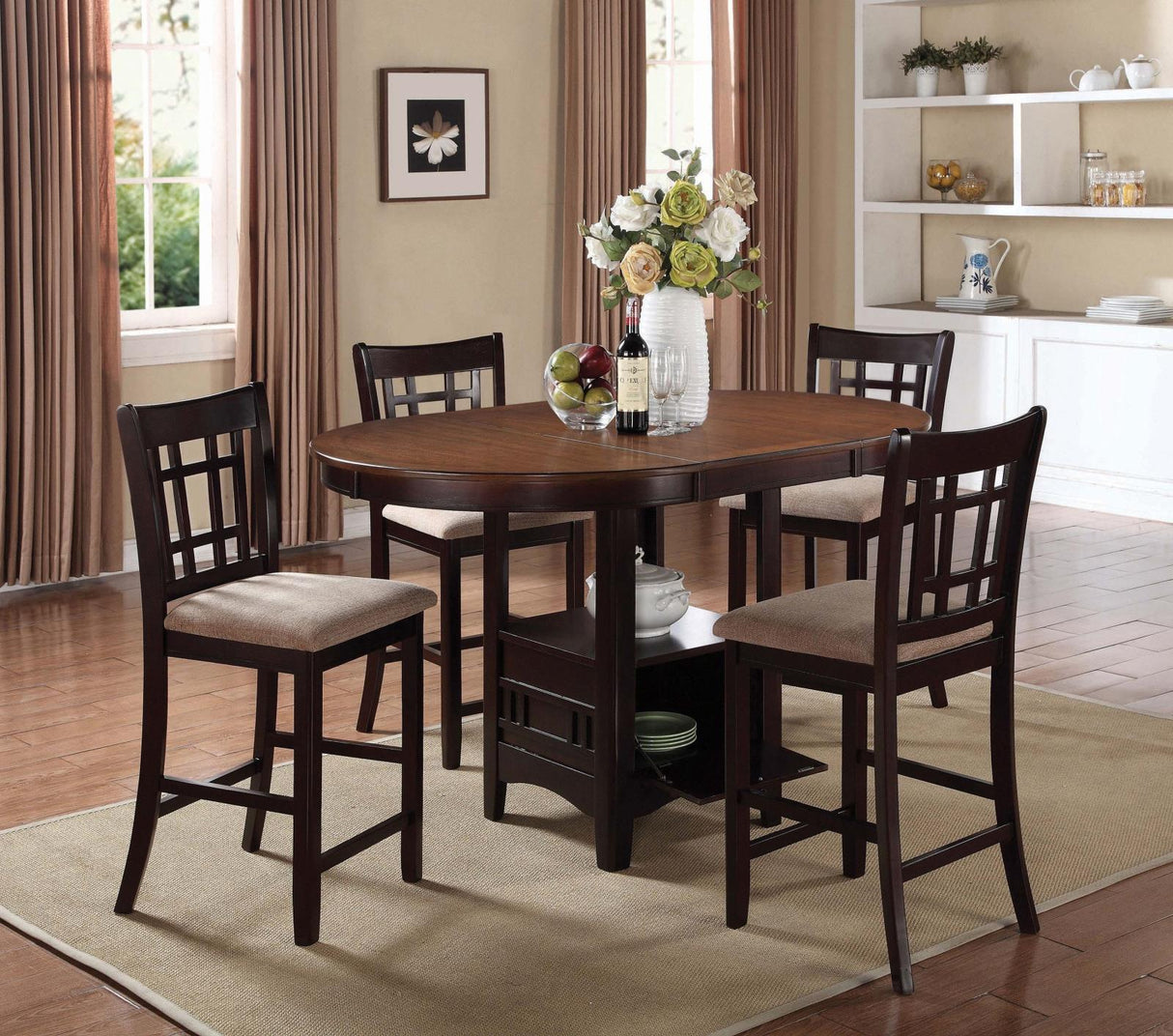 Lavon Tan and Espresso Lattice Back Counter Stools, Set of 2 from Coaster - Luna Furniture