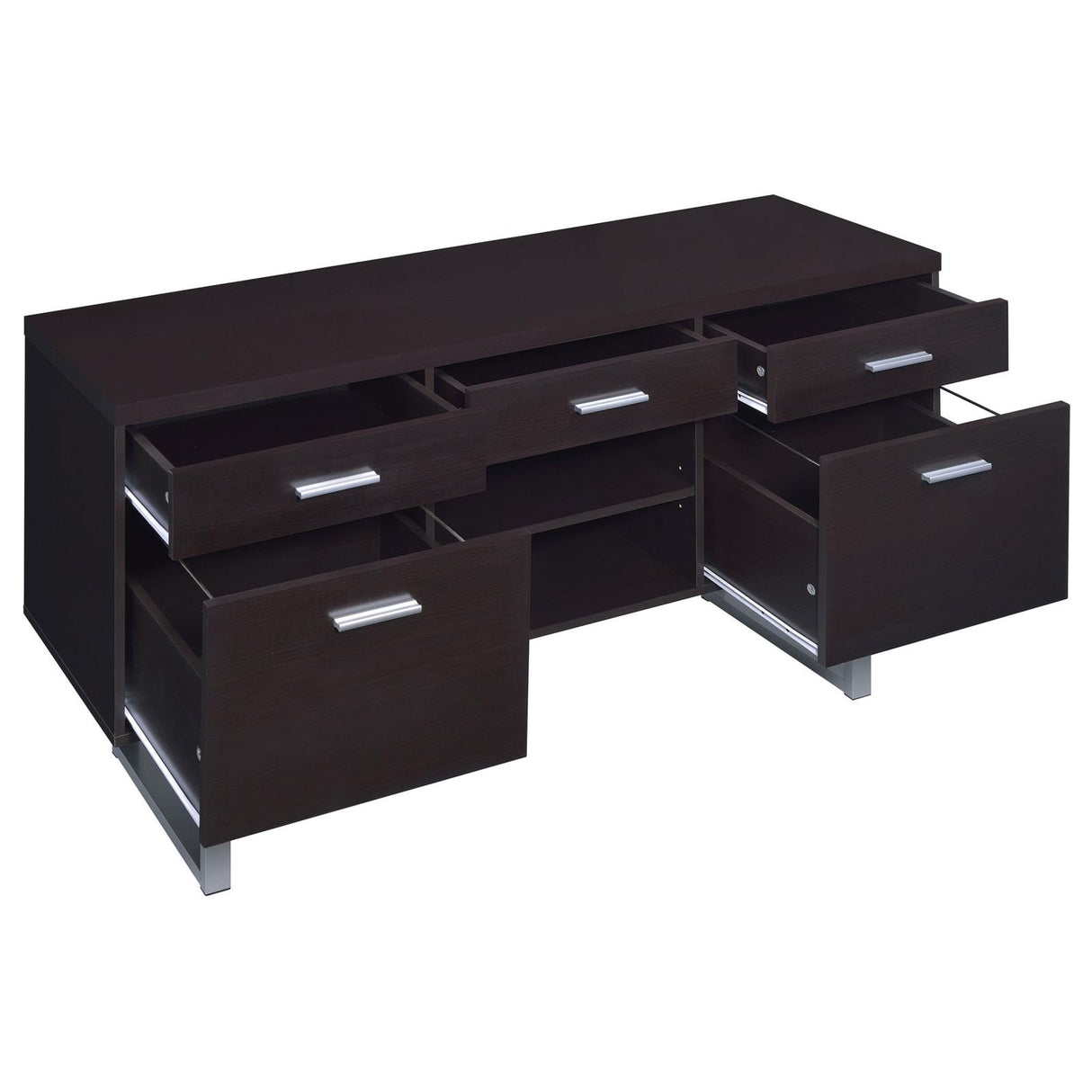 Lawtey Cappuccino 5-Drawer Credenza with Adjustable Shelf from Coaster - Luna Furniture
