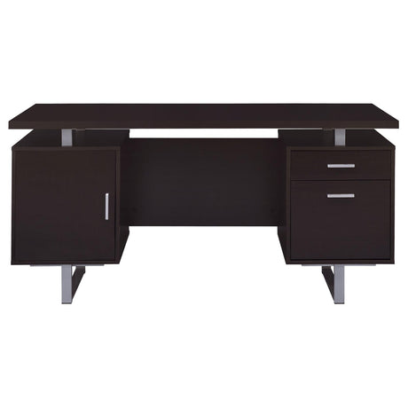 Lawtey Cappuccino Rectangular Storage Office Desk from Coaster - Luna Furniture