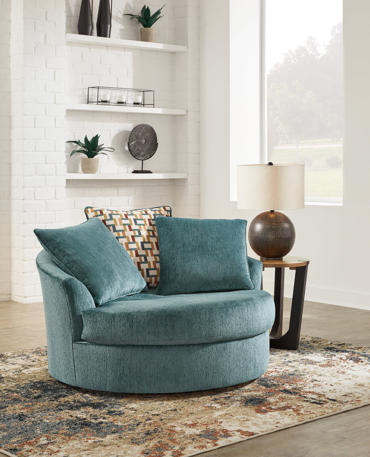 Laylabrook Teal Oversized Swivel Accent Chair from Ashley - Luna Furniture