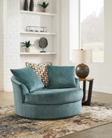 Laylabrook Teal Oversized Swivel Accent Chair from Ashley - Luna Furniture