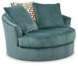 Laylabrook Teal Oversized Swivel Accent Chair from Ashley - Luna Furniture