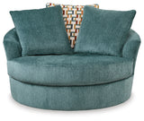 Laylabrook Teal Oversized Swivel Accent Chair from Ashley - Luna Furniture