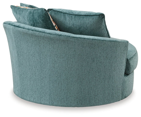 Laylabrook Teal Oversized Swivel Accent Chair from Ashley - Luna Furniture