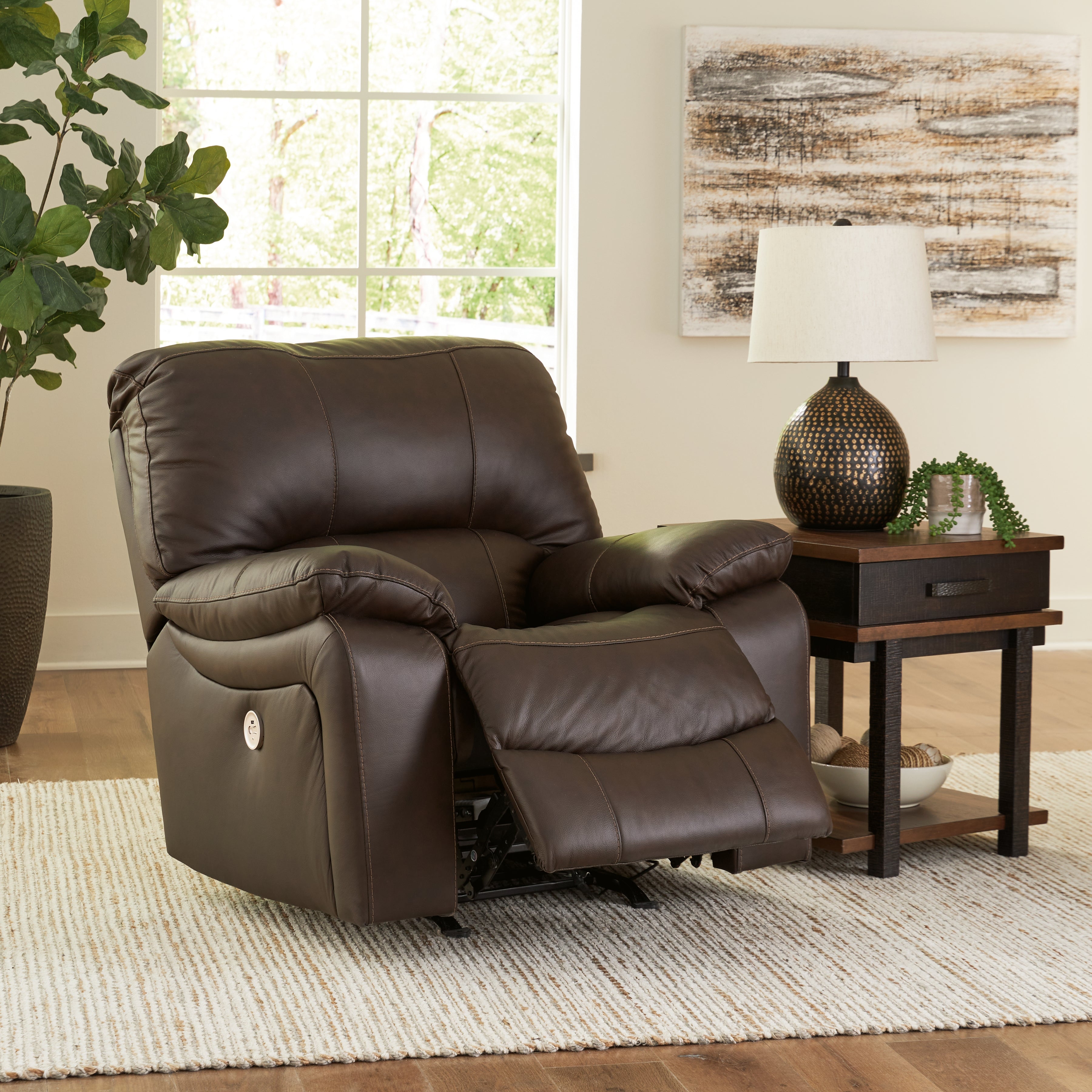 Leesworth Dark Brown Power Recliner - Luna Furniture