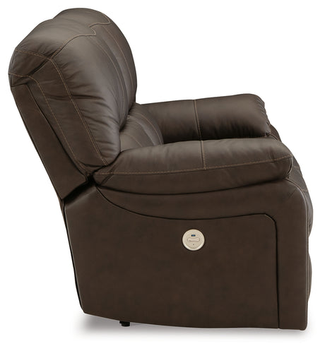 Leesworth Dark Brown Power Reclining Loveseat from Ashley - Luna Furniture